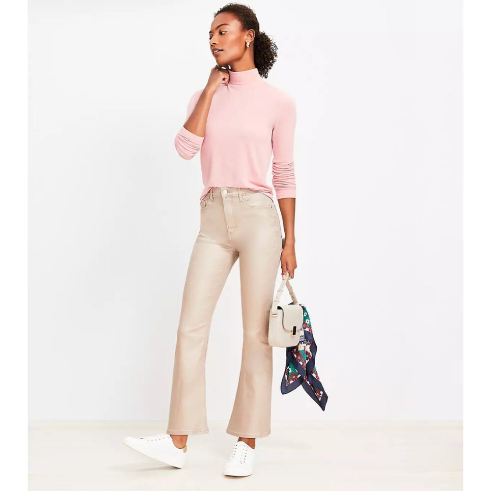 LOFT Coated High Rise Kick Crop Jeans in Gold NWT